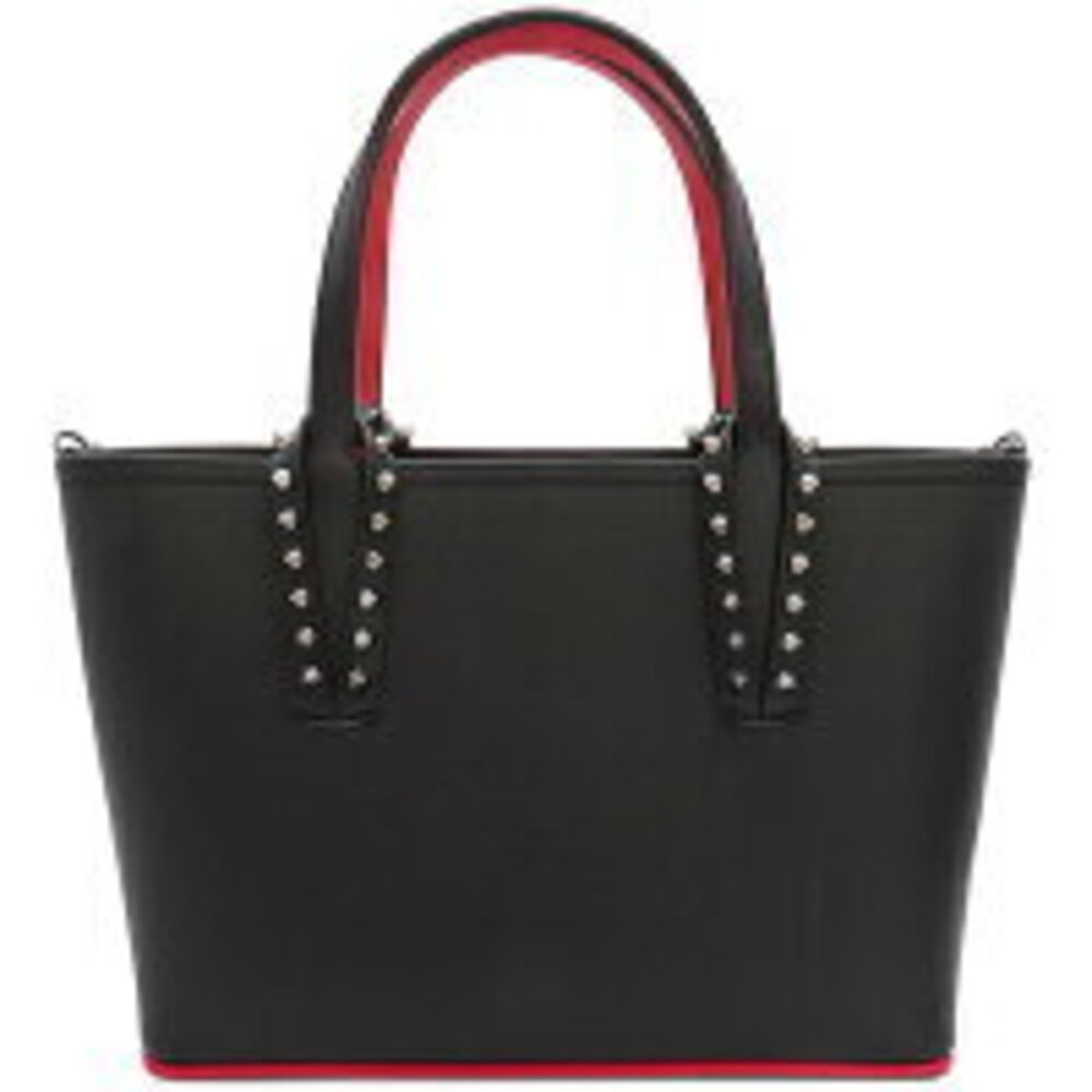 Christian Louboutin Kabata Shoulder Tote Bag Black Red Calfskin